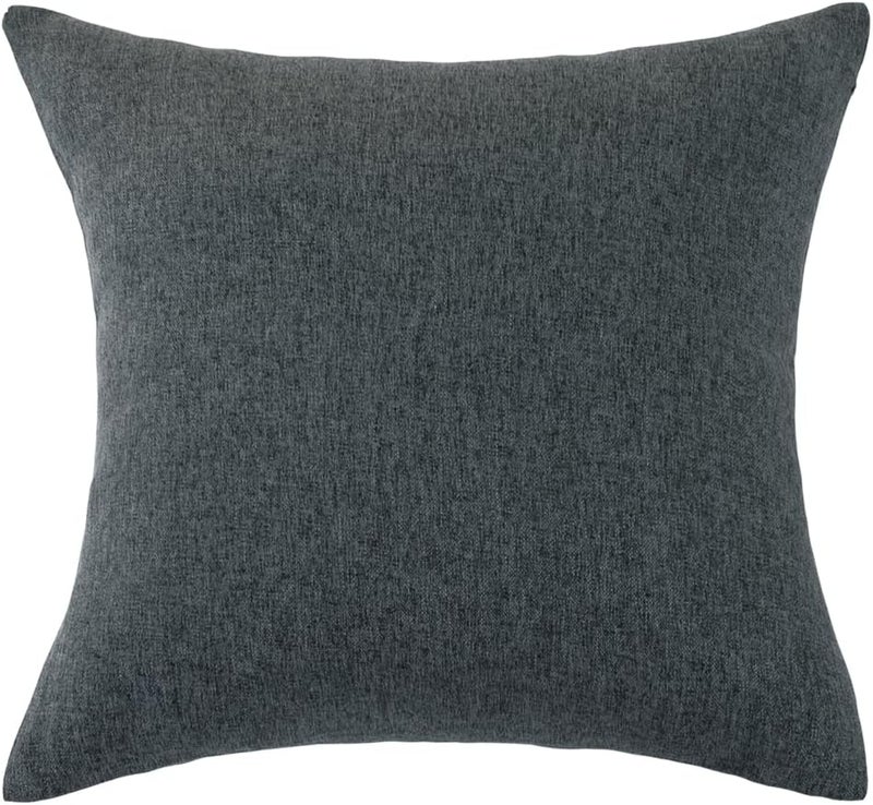 AMBERIS 2 Pillowcases (45×45cm)(Without Insert) Dark Grey, Imitation Linen Decorative 2 Pillowcases (Without Insert) for Home Hotel - Image 2